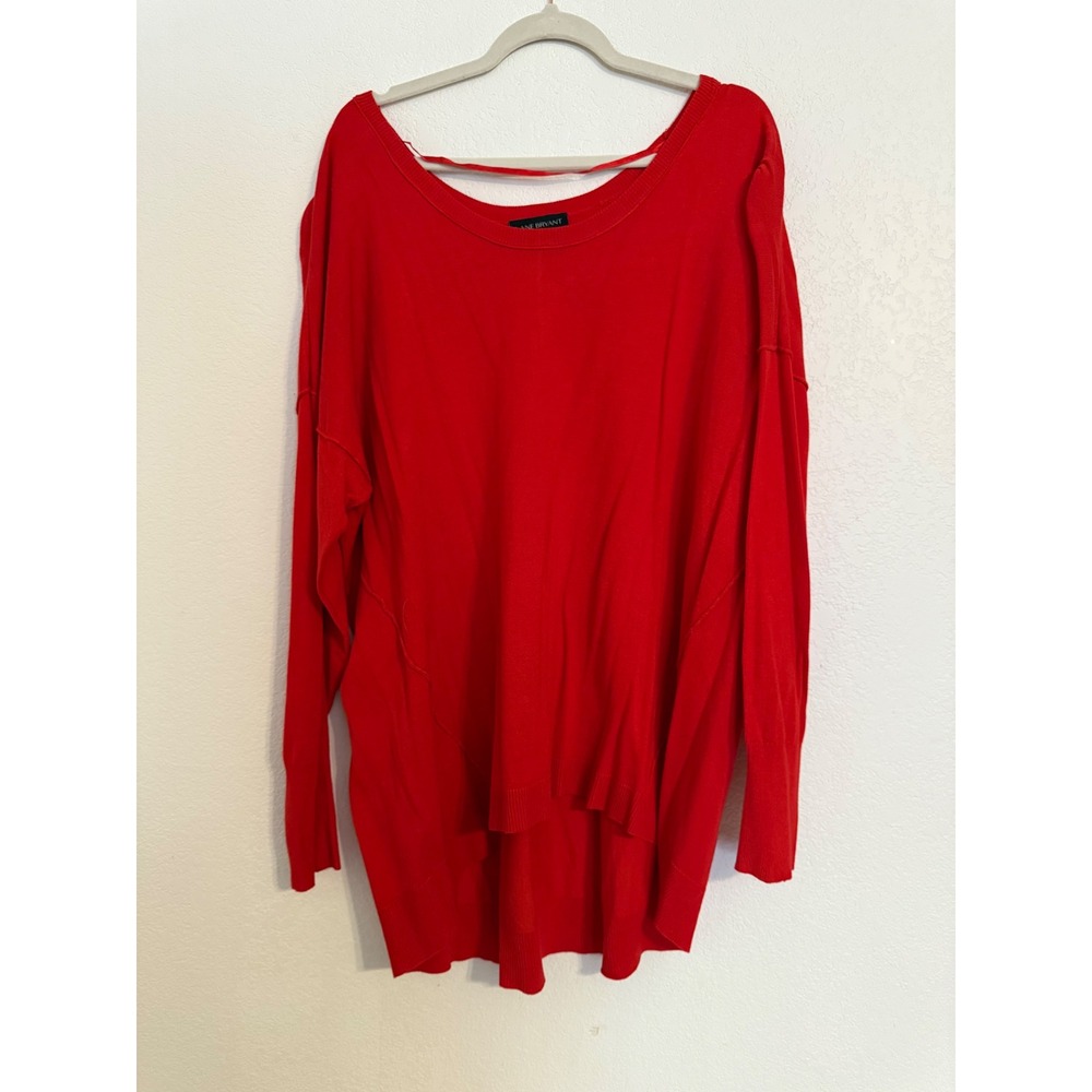 Lane‎ Bryant Red Hi-Lo Knit Sweater Top Plus Size Open Back 22/24